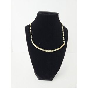 Jessica Simpson gold tone green rhinestone necklace